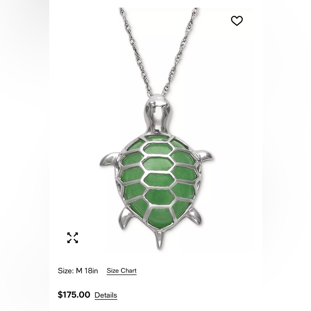 Green Jade Turtle Pendant Necklace in Sterling Silver - Picture 7 of 8